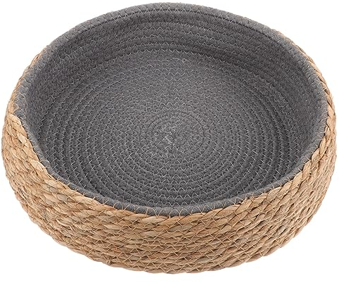 POPETPOP Hundebett Katzenkorb Zum Schlafen : Rund Haustierbett Geflochten Katzenbett Atmungsaktives Katzenbett Katzennest für Wohnzimmer Und Schlafzimmer, 35.00X35.00X8.00cm