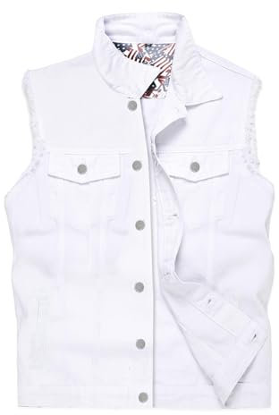 Ginsiom Men's Denim Vest,Sleeveless Jacket Slim Fit Vintage Casual Ripped Summer Jean Vest for Men, True White, 3XL
