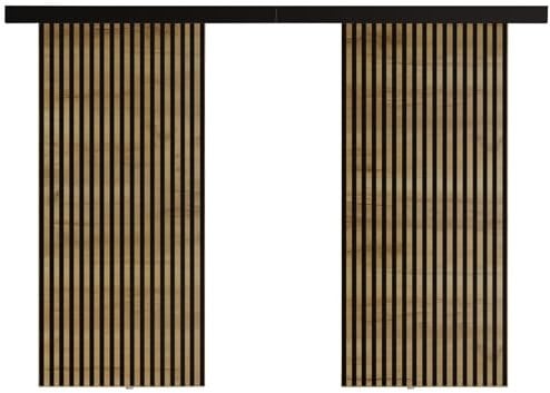 KIER FURNITURE Schiebetür BELMO DUO – Schiebetür Komplettset Schiene Komplettset Mit Tür – Zimmertüren Mit Zarge Komplett - B192xH205xT1,6 cm - Eiche Craft Golden
