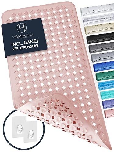 Homerella Tapis de Baignoire antidérapant Sensible à la Peau 88x39cm, Fixation INCL. | Tapis de Bain antidérapant sans BPA | Tapis de Douche résistant aux moisissures & Lavable en Machine