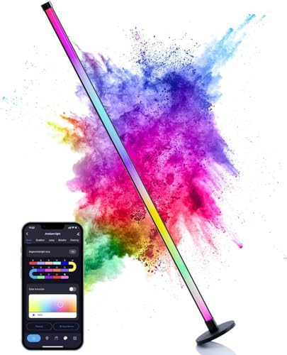 Lphianx Lampada da terra angolare funziona con Alexa, moderna lampada da terra a LED con telecomando, controllo vocale e app, sincronizzazione della musica, 16 milioni di colori che cambiano