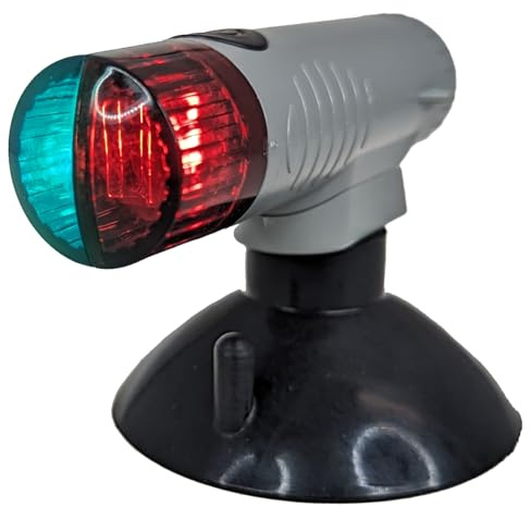 Pactrade Marine Portable Navigation Light, Bi-color Red/Green Bow Light Battery-Powered LED for Kayak Pontoon Small Boat (Quick Release Heavy-Duty Suction Cup Mount)