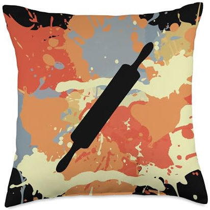 Rolling Pin Sketch Patissier Baking Throw Pillow