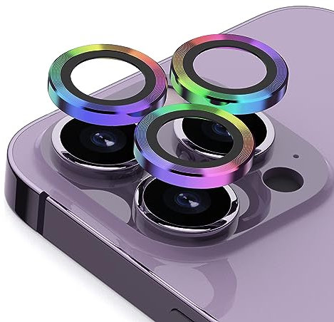 JEHOO 6 Pieces Camera Lens Protector for iPhone 15 Pro Max/iPhone 15 Pro/iPhone 14 Pro Max/iPhone 14 Pro, 2 Packs Camera Lens Protector, 9H Tempered Glass Anti-Scratch HD Clear (Colourful)
