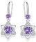 Purple Hexagram Earrings - Sterling Silver Dangle Earrings with Cubic Zirconia, Purple Drop Earrings for Women Girls, Hypoallergenic Dangly Earrings Gifts for Mum Wife Ladies Jewellery Gifts