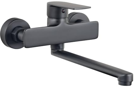 PHASAT Wasserhahn Küche Wandmontage Einhebelmischer mischbatterie armatur für Küche mit 360° Drehbar, 25cm Schwenkarm PTBB09E