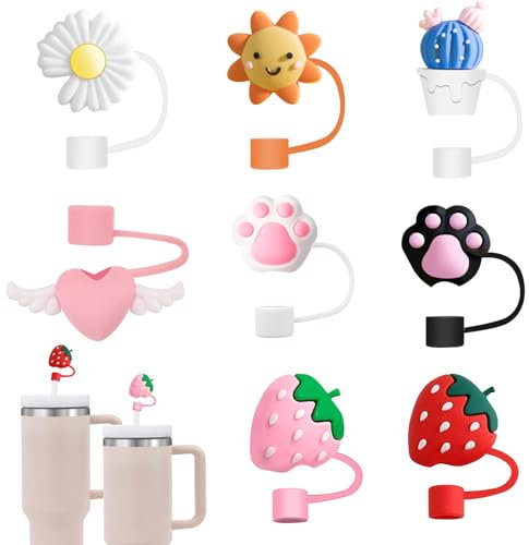 8Pack Stanley Cup Straw Tips Covers - Anti-dust Reusable Drinking Tumbler Caps - 7-8mm