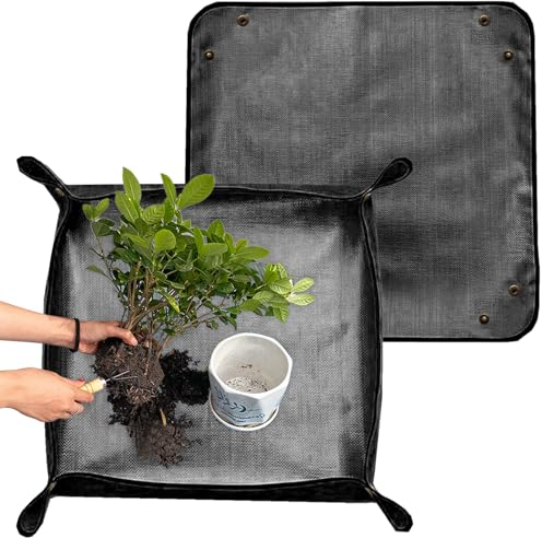 Tappetino per Rinvaso di Piante, Nero 100x100cm & 68x68cm, Tappetino da Trapianto Pieghevole, Adatto per Allentare il Terreno, Annaffiare, Trapiantare (2pcs)