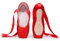 Xsclpomddy Ballett Spitzenschuhe Professionelle Ballettschläppchen Tanzschuhe mit Aufgenähten Bändern für Damen Mädchen,Red,38 EU