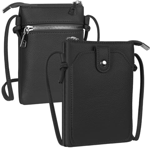 Zercart Small Cellphone Shoulder Bags Crossbody Phone Bag Women Mobile Phone Wallet Bags Mobile Phone Bag Leather Black with PU Leather Mobile Phone Bags for Women Girls