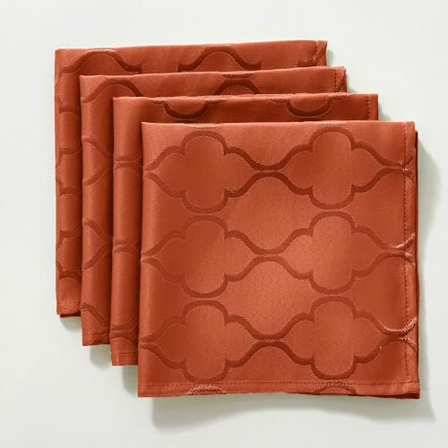 SASTYBALE Herbst-Jacquard-Stoffservietten, Blumenmuster, weich, waschbar, quadratisch, für Restaurant, Familie, Herbstessen, Partys und Bankette (4 Stück, 50 x 50 cm, gebranntes Orange)