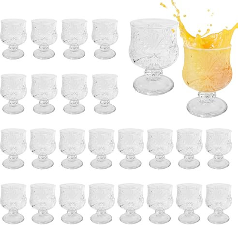 BUWUSMU 24-teiliges Schnapsglas-Set, 42,5 ml, Mini-Schnapsgläser, Likörgläser mit Stiel, Sherrygläser, klare Schnapsgläser für Wein, Likör, Tequila, Whiskey, Getränke, Hochzeit, Party, Bar
