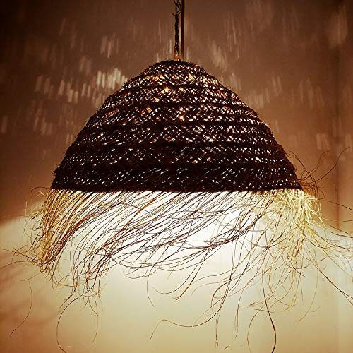 Generico Lustre à Suspension en Paille Artisanale Marocaine: Style Ethnique, Éclairage Naturel et Confortable 2403211020 Rotin Osier Giunco Bambou