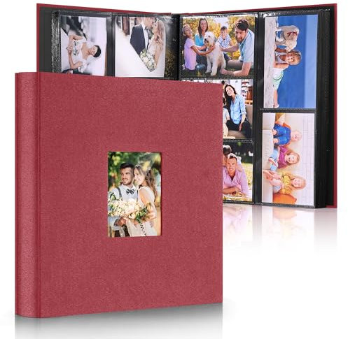 DazSpirit Álbumes de fotos de 6 x 4 pulgadas, 600 bolsillos, cubierta de lino personalizable de 10 x 15 cm, gran capacidad, bolsillos deslizantes, ideal para álbumes de boda, libros de fotos