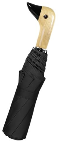 Regenschirm Ente – manueller Taschenschirm, tragbarer Sonnenschutz | persönliche Regenschutzausrüstung mit Farbverlauf mit Griff in Form einer niedlichen Ente, Regenschutz, schwarz, Se référer au