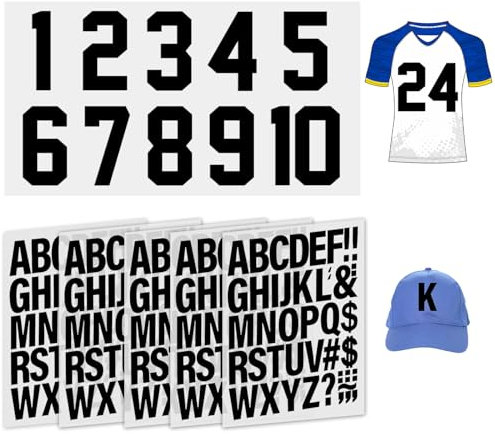 NVGVUP 181 Pcs Iron on Letters and Numbers for Clothes, 2 in Iron on Vinyl Letters & 8 in Tear-Proof Iron On Numbers, Washable Heat Transfer Letters Numbers for Fabric, DIY Clothing, T-Shirts (Black)