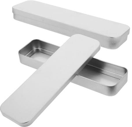 CAXUSD 2pcs Tin Pencil Case Stylish Stationery Organizer for Students Pen Box Containers Solid Pen Holders Multi-functional Stationery Boxes Case Empty School Pencil Crayon Holder Simple