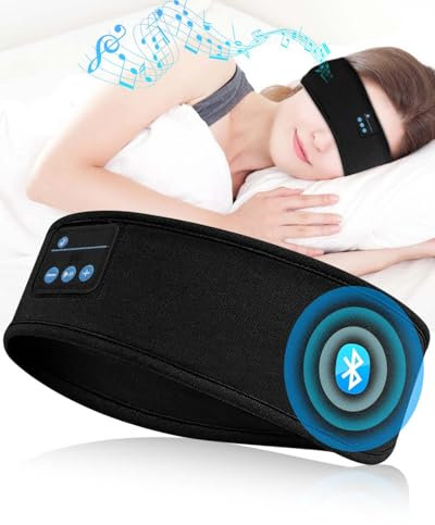 Sleep Headphones, Wireless Bluetooth Headband Built-in Ultra-Thin HD Stereo Speakers, Soft Sleep Headphones Headband for Side Sleep, Yoga, Fitness, Sports, Relaxation, Personalized Tech Gifts (Black)