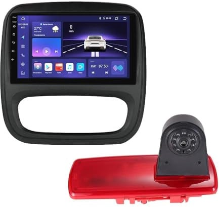9 Zoll Carplay/Android Autoradio GPS Navigation +HD Nachtsicht Auto Rückfahrkamera, Ersatz für Fiat Talento Bus Kasten/Opel Vauxhall Vivaro B Combi Kasten Turbo FWD X82/Renault Trafic III 3 Bus Kasten
