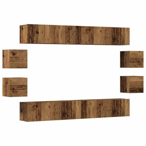 vidaXL 8-TLG. TV-Schrank-Set Wandmontage Altholz-Optik Holzwerkstoff