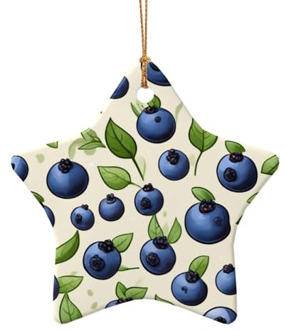Blueberry Pattern03 Exquisiter runder Keramik-Anhänger für Taschen, festliche Baumschmuck, Auto-Dekoration
