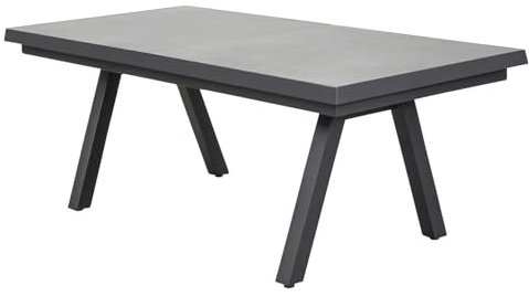 Home4You Gartentisch - 200 x 100 cm - Anthrazit - Grau - Aluminiumgestell - Keramik - ausziehbar
