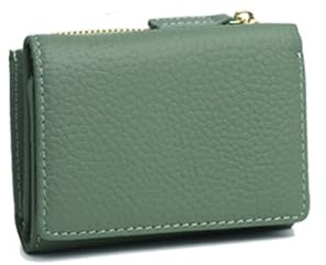 GreatRise Echt Leder Geldbörse Damen mit RFID Blocker Faltbar Geldbeutel Kurz Klein Portemonnaie Große Kapazität Brieftasche mit 6 Kartenfächer, 1 Münzfach und 1 Bargeld Fach Avocado Grün