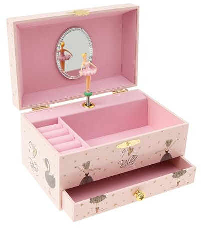 Sutowe Portagioie Musicale per Bambini, Carillon per Bambini con Principessa Girevole, Portagioie Musicale per Bambine 3-10 Anni, 17,8 x 11,2 x 9,7 cm