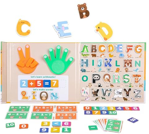 Spielzeug zum Lernen von Zahlen, Zählblöcke für mit illustrierten Karten – Kartenspiel mit Buchstaben und Blöcken für Kinder, Kindergarten und Klassenzimmer