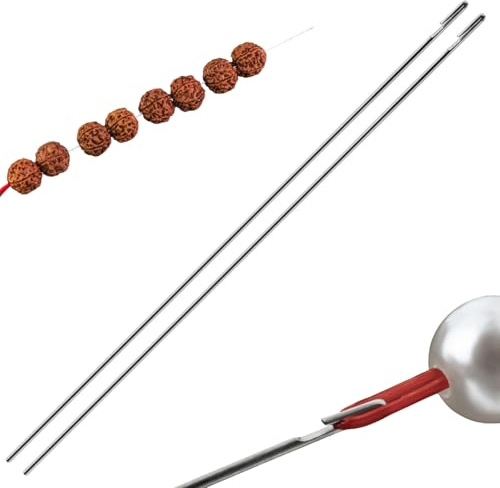 VBSYUYQ 2 Pcs 17cm Stainless Steel Beading Needles for Jewellery Making | 2 pack 0.5mm 0.8mm beading needles, stainless steel bead needles for seed beads bracelet diy craft