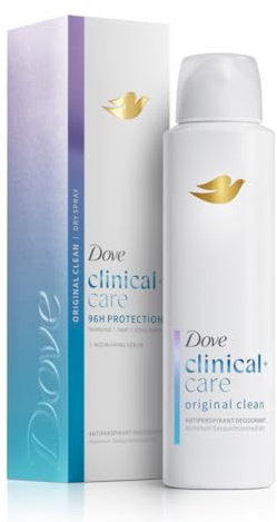 Dove Clinical + Care Antiperspirant Deodorant Dry Spray for Women Original Clean with Nourishing Serum 3.8 oz