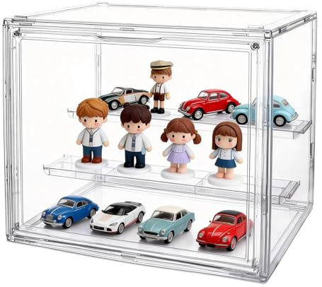 Acrylvitrine Transparent, Stapelbarer Vitrine Schaukasten mit Magnetischer | Acrylvitrine Transparent, Stapelbarer Vitrine Schaukasten mit Magnetischer Tür, Staubgeschützt für Figur, Bücher, Kosmetik