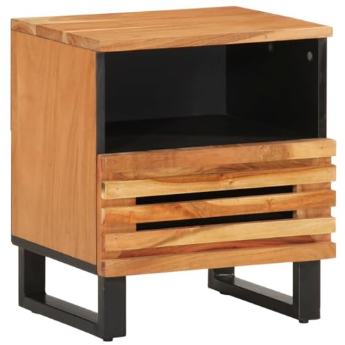 Teenpull Nachttisch 40x34x46 cm, Massivholz Akazie, mit 1 Fach und Schublade, Stabiler Nachtschrank für Schlafzimmer, Wohnzimmer