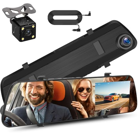 OiLiehu 4 Zoll LCD-Bildschirm 1080P HD Spiegel Dashcam mit 480P Rückfahrkamera, Dash Cam Auto mit Loop-Aufnahme, Rückfahrassistent, Bewegungserkennung, Linsendrehung, Plug & Play