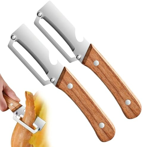 Multi-Functional Vegetable Peeler for Kitchen, Stainless Steel Vegetable Peeler with Wooden Handle and Bottle Opener, Ergonomic Potato Peeler & Fruit Slicer for Easy Potato, Fruit & Veggie Peeling