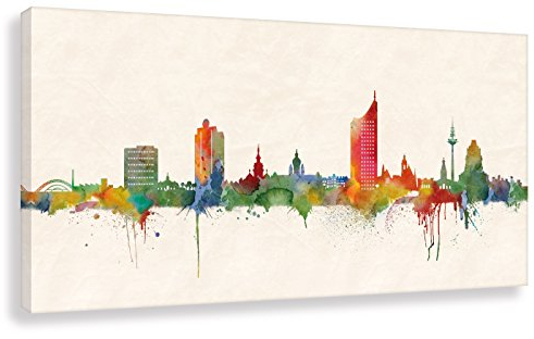 Druck auf leinwand Stencil Graffiti - Bild Leipzig Skyline Paul London! Bild fertig auf Keilrahmen !Kunstdrucke, Wandbilder, Bilder zur Dekoration (60x120cm)