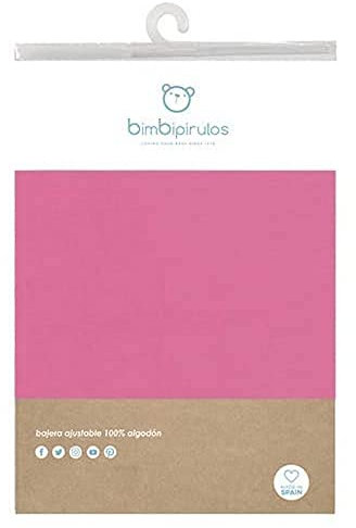 Pirulos Sábana Bajera Ajustable de Alta Calidad 100% Algodón para Mini Cuna de 50 x 80 cm/Sábana Bajera Minicuna Bebé Alta Calidad, Color Fresa