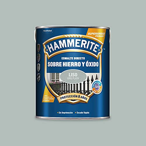 Hammerite - Esmalte Antioxido Liso, Gris Plata, 5 l (Paquete de 1)