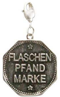 Alpenflüstern Trachten-Anhänger Pfandmarke Flasche für Charivari oder Trachtenkette (antik-silber-farben) AAH119