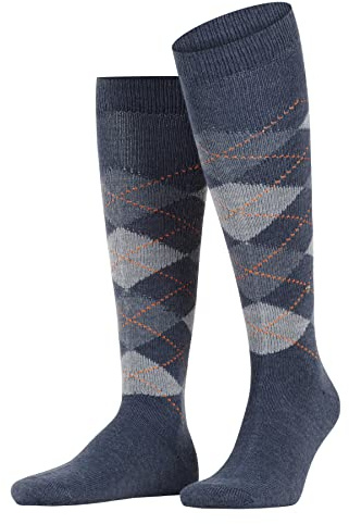 Burlington Herren Kniestrümpfe Preston M Kh warm und weich lang gemustert 1 Paar, Blau Orion Blue 6221, 40-46