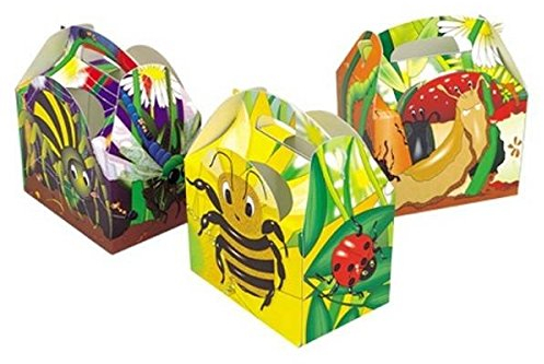 30 Animal Themed Food Boxes Picnic Carry Meal Box Kids Birthday Party Bag Plate (Bugs & Slugs)