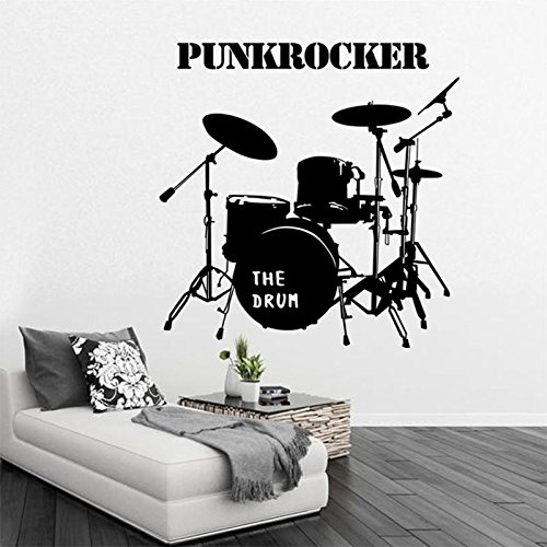 Schlagzeug-Set mit akustischem Musik-Dekor, Vinyl-Wandaufkleber für Schlafzimmer, Schlagzeuger, Wandkunst