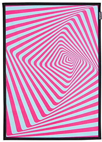 PSYWORK Schwarzlicht Stoffposter Neon | Tune in Pink | 0,5 x 0,7m | UV-aktiv | fluoreszierend | Wandbehang Stoffbanner Poster Wandbild Kunstdruck Dekobild Dekoration Wandteppich