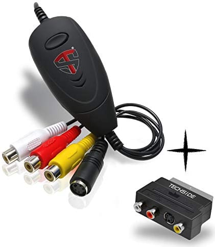 TechSide Video Grabber 2025: Convertitore VHS in Digitale USB 2.0 con Adattatore SCART – per Videoregistratore VHS, Hi8, Mini DV – Compatibile Windows 11/10 – Scheda acquisizione Video MP4