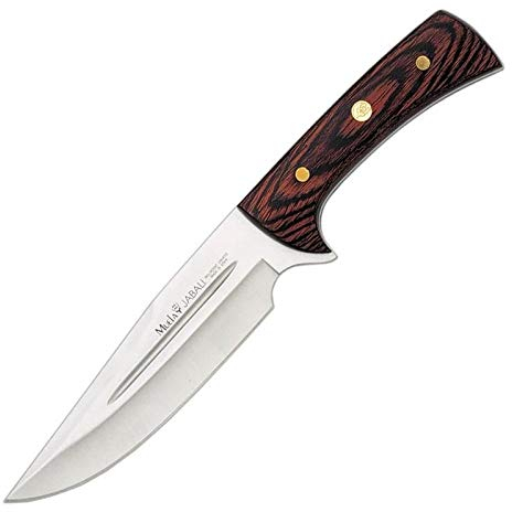 Muela Cuchillo Jabali JABALI-17E hoja de acero MoVa de 17 cm y empuñadura de madera coral para Caza, Pesca, Supervivencia y Bushcraft - Realizado en Ciudad Real