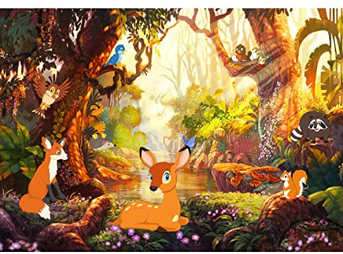 Runa Art Photo Wallpaper Children's Room Forest Animals 352 x 250 cm Non-Woven Wall Art XXL Moderne Living Room Bedroom Brown Orange Green 9449011b
