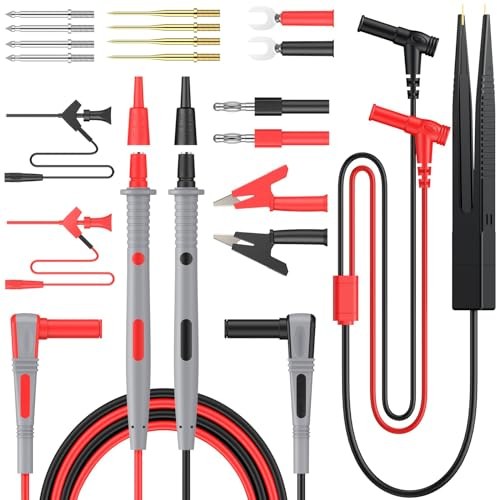Multi-Testleitungs-Set, 21-in-1 Elektro-Multimeter-Messleitung mit Krokodilklemmen, Testsonde, Federgreifer, Bananenstecker – Volt-Messkabel für Spannungsprüfer