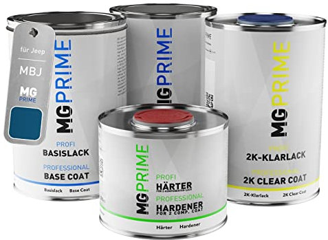 MG PRIME Autolack Dose Set für Jeep MBJ Hydro Blue Pearl Grundlack Basislack 2K Klarlack Härter spritzfertig 3,5L