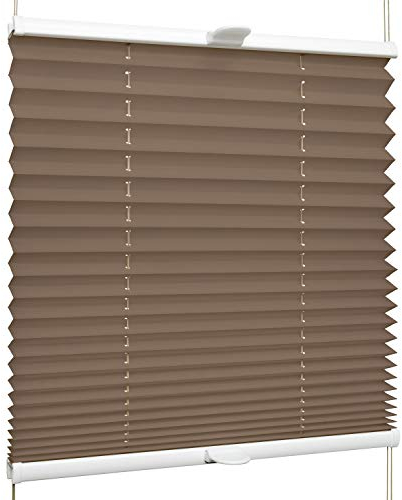 SchattenFreude Klemmfix-Plissee für Fenster | Mit Klemm-Haltern | Ohne Bohren | Cappuccino, Breite: 90cm x Höhe: 130cm