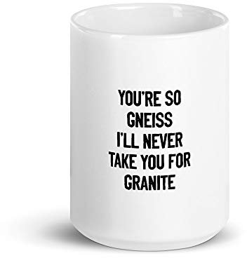 Mug géologue amusant You so gneiss I'll never take you for granite 15oz 15 Ounce blanc